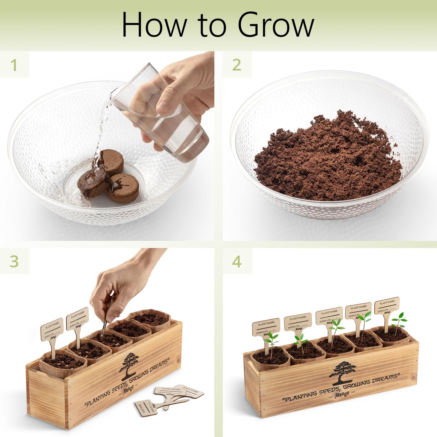AVERGO Bonsai Tree Kit for Beginners – 5X Unique Japanese Bonzai Trees | Complete Indoor Starter Kit for Growing Bonsai Plants with Tools & Planters – Gardening Gifts for Women & Men