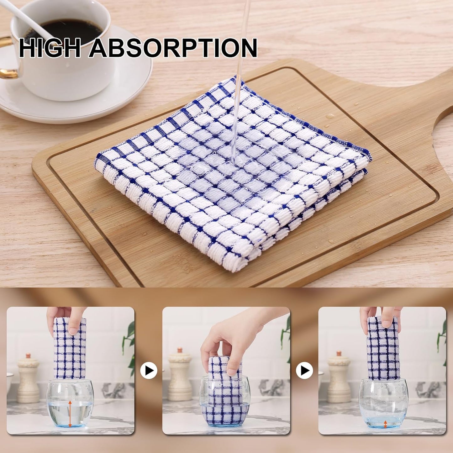 24 Pack 12 12 Inches Kitinjoy Cotton Terry Kitchen Dish Cloths, x Super Soft and Absorbent Dish Rags, Quick Drying Dish
