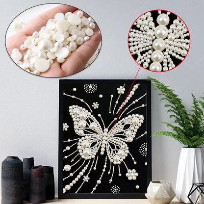 LazyFold DIY Pearl Diamond Art Painting Crafts Kit,White Butterfly Creative Diamond dots Wall Decor for Bedroom Study Home Decor,Handmade Thoughtful House Present
