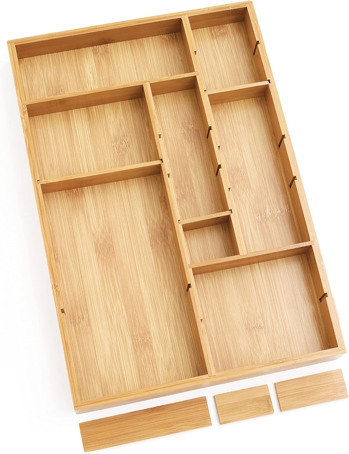 Lipper International 8397 Bamboo Wood Adjustable Drawer Organizer with 6 Removable Dividers