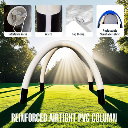 Inflatable Shade Air Canopy Tent – 10x10Ft Outdoor UV Protection Sun Shelter with 2 Removable Side Panels,Stakes & Sandbags,Air Pump,– for Outdoor,Marketing Events,Trade Shows（Blue）