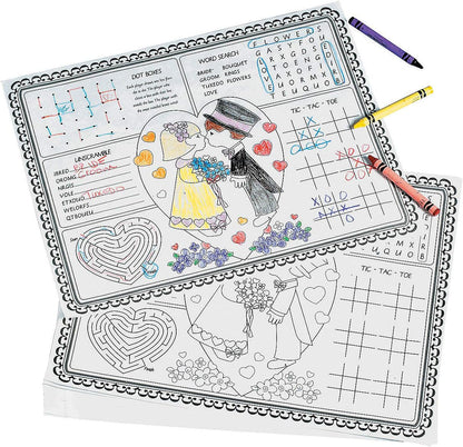 12 Fun Express Paper Wedding Children's Activity Placemats - Pieces