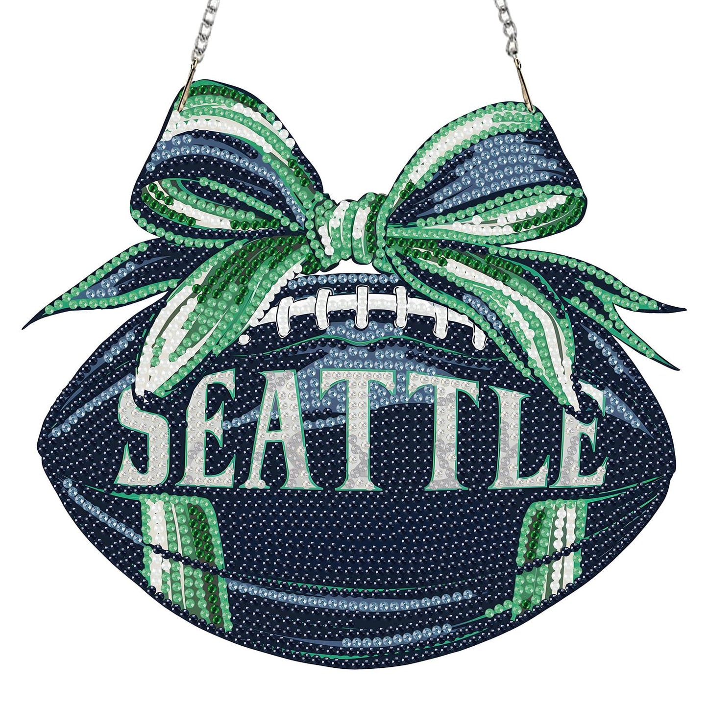 Rertcioph Football Diamond Art Hanging Kit for Adults, DIY Acrylic 5D Diamond Painting Hanging Ornament for Seattle Home Wall Decor and Gift