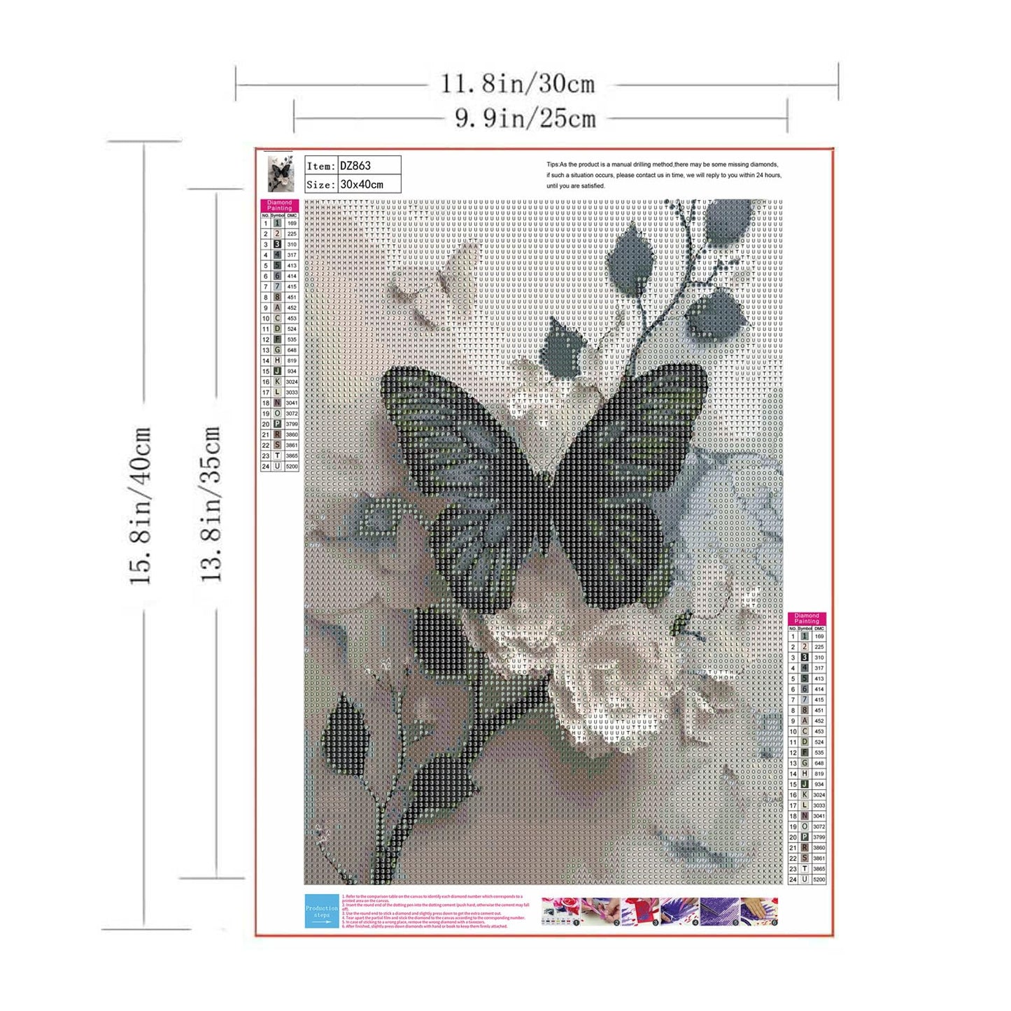 ZHUDENGXJL Butterfly Flower Diamond Art Kits for Adults,5D Full Round Drill Diamond Painting Kits for Beginners,DIY Diamond Dots Paintings Picture Arts Craft for Adults,Home Wall Decor 12 X 16Inch