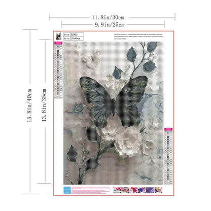 ZHUDENGXJL Butterfly Flower Diamond Art Kits for Adults,5D Full Round Drill Diamond Painting Kits for Beginners,DIY Diamond Dots Paintings Picture Arts Craft for Adults,Home Wall Decor 12 X 16Inch