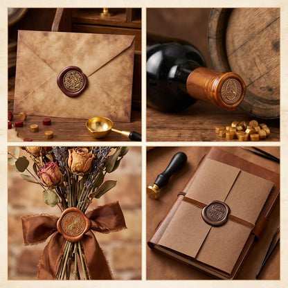 18Pcs Wax Seal Stamp Kit,Classic Sealing Wax Stamp Heads with Wooden Handle Metal Wax Seal Molds, Wax Warmer Melting Spoon Silicone Mat for Wedding Invitation Letter Envelope Gift Cards DIY Crafts