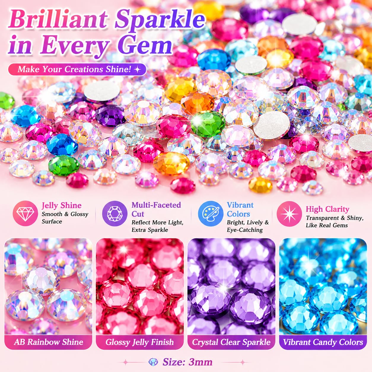 40000Pcs 40 Colors Jelly Resin Kit, Bedazzling Kit, Bedazzler Kit with Rhinestones, 3mm Flatback Gems with B7000 Glue & Tools for Crafts, Nails, Shoes