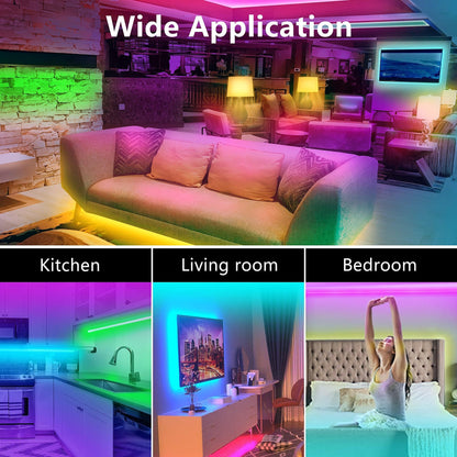 GUPUP Smart WiFi LED Strip Lights 50ft, Compatible with Alexa & Google Assistant, Color Changing, Music Sync, Voice Control, App & Remote Controlled Indoor Lighting for Bedroom, Party, Home