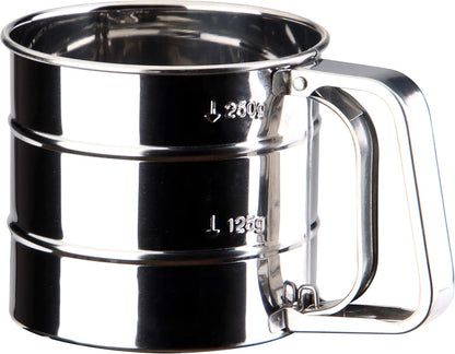 2.5 Cup Flour Sifter - Semi Automatic Small Baking Sieve, Stainless Steel, Fine Mesh Sieve Flour Duster