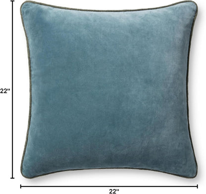 Loloi Liza Pillow Cover, 22'' x 22'' with Poly, Blue