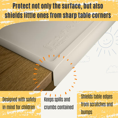 Silicone Craft Mat for Painting, PlayDoh and Art Projects with Angle-Protective Safety Edge – Toddlers & Kids Placemat – Non-Slip & BPA-Free Food Mat – 1.5mm Thick, 24"x16", Vanilla Cream