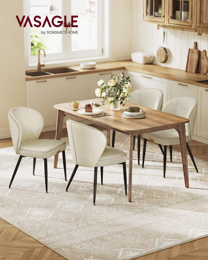 VASAGLE EKHO Collection - Dining Chairs Set of 4, Upholstered Kitchen Chairs, Comfortable Seat, Synthetic Leather with Stitching, Mid-Century Modern, Easy Assembly, Living Room Lounge, Cream White