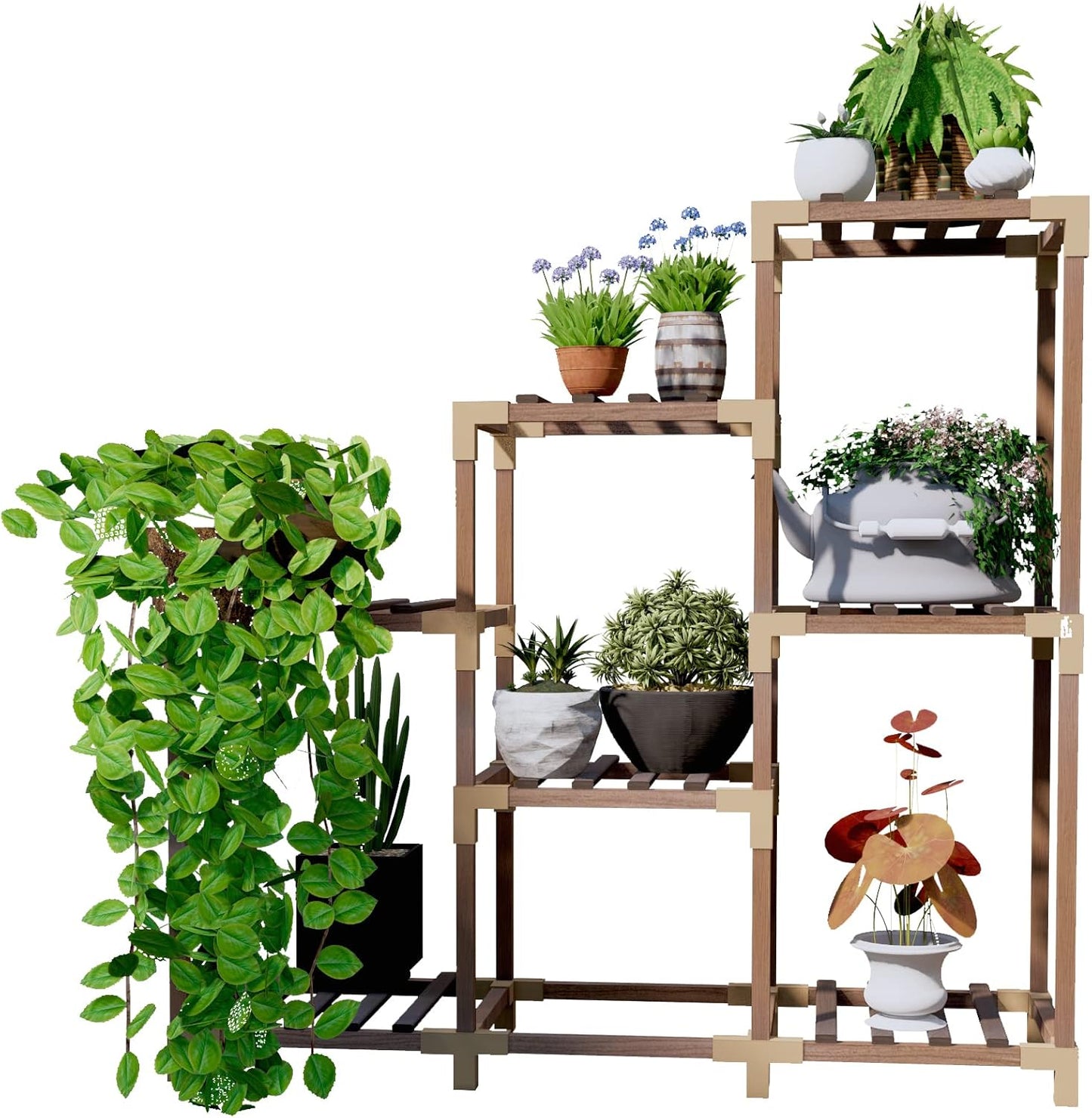 NIREUS Plant Stand Indoor and Outdoor,Wooden Plant Stand Multi Terrace Living Room Corner Balcony and Garden, Wooden