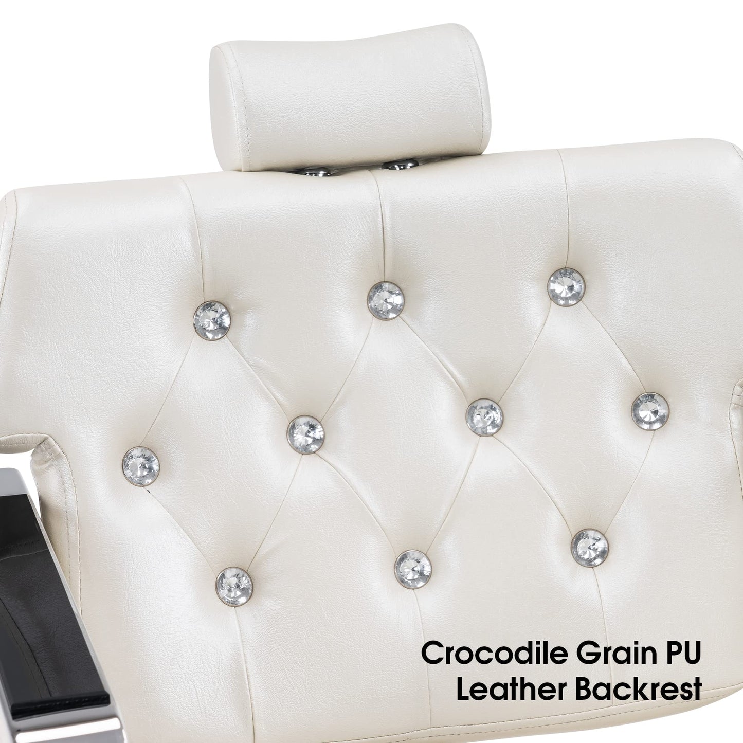 BarberPub Barber Chair Reclining Salon Chair for Hair Stylist, Antique Hair Spa Salon Styling Beauty Equipment 8132(Champagne)