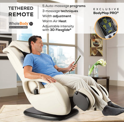 Human Touch WholeBody Swivel-Base Full Body Relax and Massage Chair - Perfect for Home Relaxation and Stress Relief | Warm Air Heating | Customizable Massage | Retractable Ottoman | Black Color, 7.1"