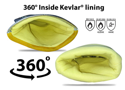 SpecxArmor® Graywolf® Kevlar Aluminized Heat Resistant Welding Glove/Large/1472°F │Fire Gloves│Kevlar Gloves│High Heat │Foundry glove│