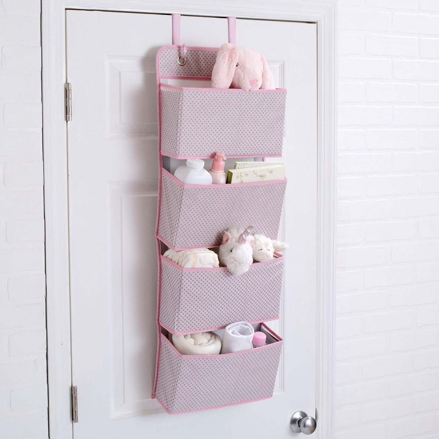 Delta Children 4 Pocket Over The Door Hanging Organizer, 2 Pack, Easy Storage Solution, Pink