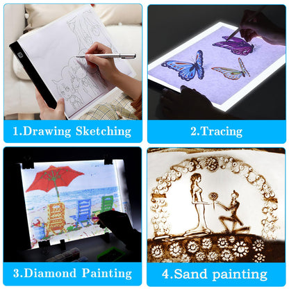Ratukall 183PCS A4 Diamond Painting Light Pad Kit, Light Board for Diamond Painting Accessories, Tracing Light Box with 5D Painting Tools Set for Full Drill & Partial Drill Art