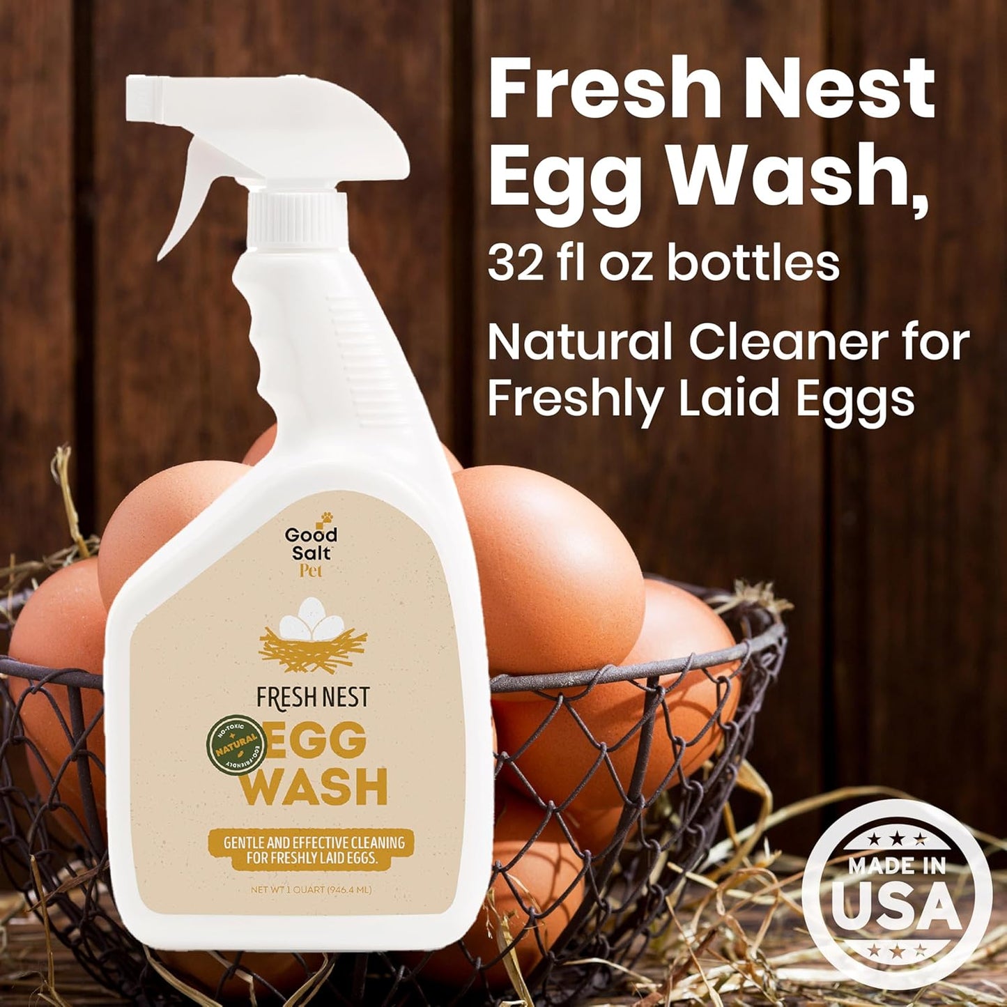 32 2-Pack Clean Republic Good Salt Pet Fresh Nest Egg Wash Spray, Natural Cleaner for Freshly Laid Eggs, Made in the