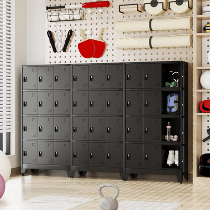 winiowa Metal Locker for Employees, 12 Doors Locker Organizer with Shelves, Black Steel Storage Lockers Cabinet for Garage School Office Gym Bedroom(Black,12 Doors)