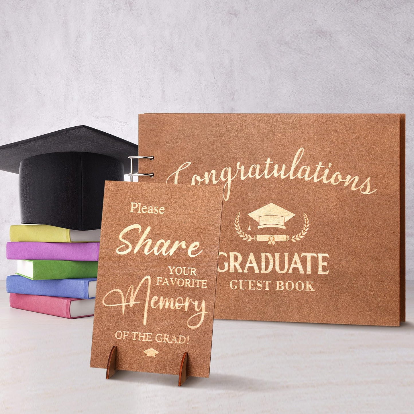 Chunful 2026 Graduation Guest Book with Wood Graduation Photo Guestbook Sign with Stand Pen Photo Stickers Memory Scrapbook Album DIY Kit Grad Gifts for College High School Grad Party Supplies