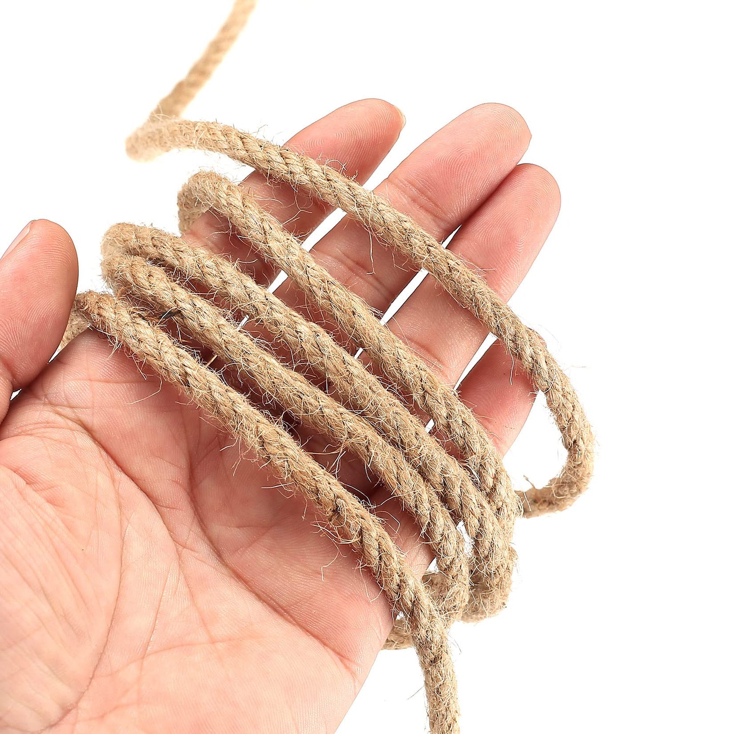 6mm Jute Rope, 164 Feet/50 m Jute Twine, Natural Hemp Rope, Heavy DutyJute Sisal String Cord Rope for DIY Arts Crafts, Gardening, Bundling, Decorating, Cat Scratching Post, Gift Wrapping (6mm x 164ft)