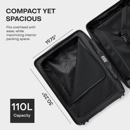 July Checked Plus Expandable - 28.75" Airline Approved Check In Luggage with Wheels, Rolling Suitcase for Men & Women - TSA Lock, Silent Spinner Wheels, Expansion Zip, Y-Strap - Dark Brown