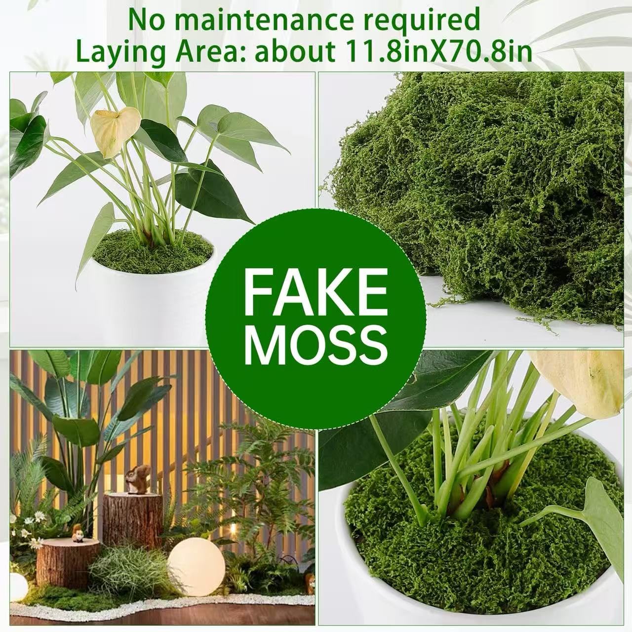 Yomirduy Artificial Moss for Crafts, 10.6OZ Fake Green Moss for Potted Plants, DIY Decorative, Walls,Table Centerpieces Decor Fairy Garden Model Making (300g)