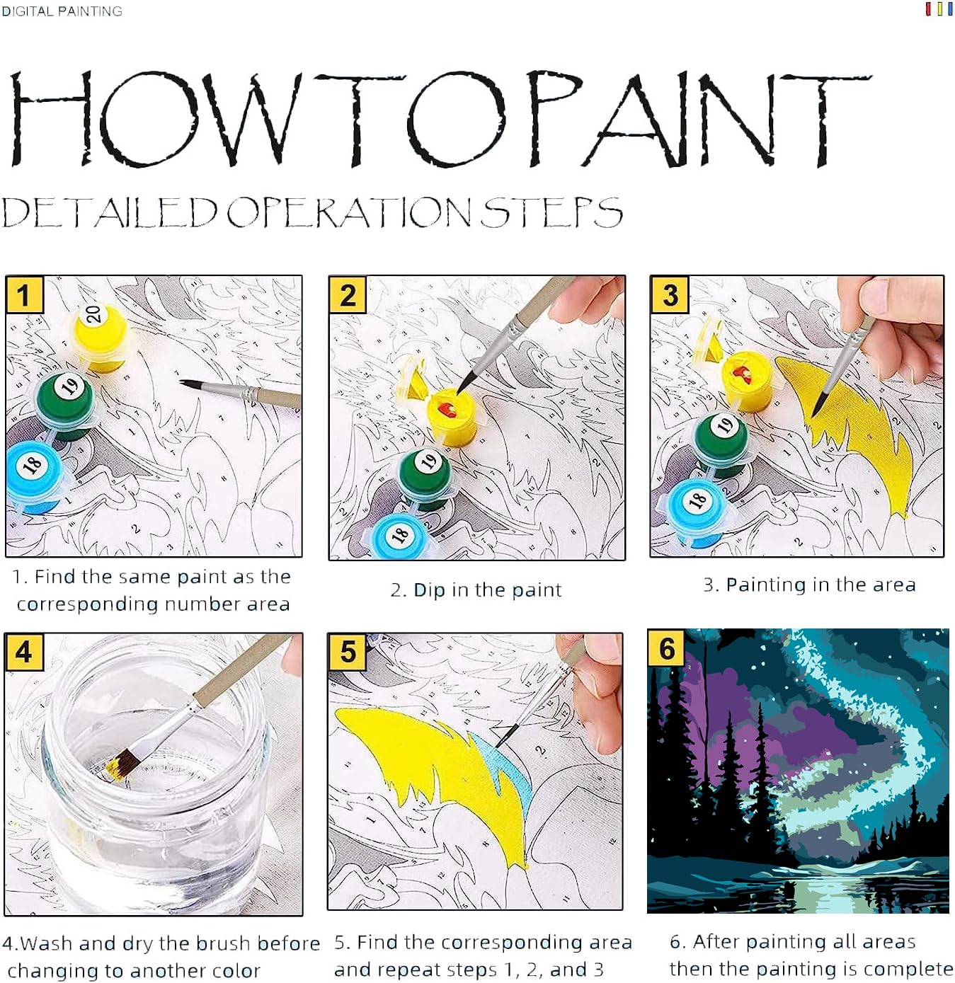 KYOQFVN 2 Pack Paint by Numbers Kit for Adults - Acrylic Easy Framed Canvas Arts and Crafts 8x12inch