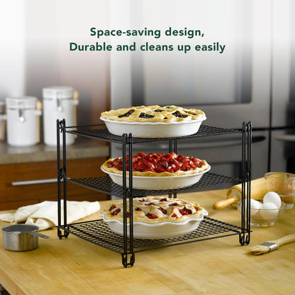 Nifty 3-Tier Cooling Rack – Collapsible Kitchen Countertop Organizer, Non-Stick Coating, Dishwasher Safe for Baking