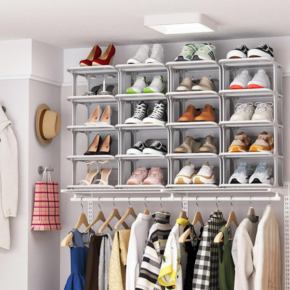 Closet Closet, HAIXIN Shoe Rack for - Stackable Shoe Organizer for Space-Saving Narrow Shoe Rack for Front Door