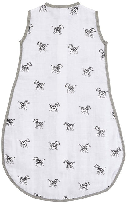 Amazing Baby Cotton Muslin Sleeping Sack, For Baby Boy or Girl, Wearable Blanket with 2-way Zipper, Zebras, Black, Medium (6-12 Month)