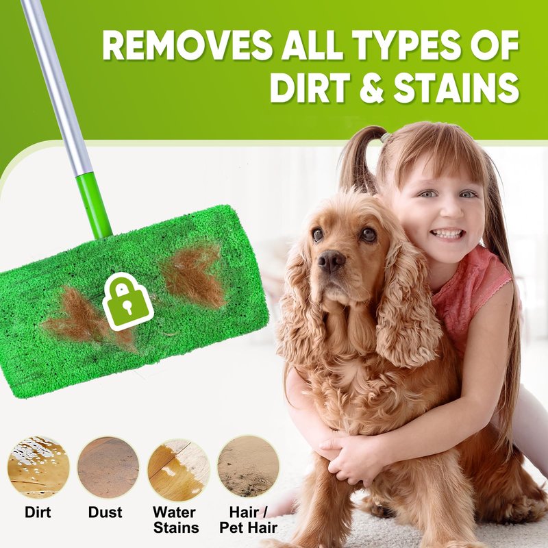 6-Pack Reusable Microfiber Mop Pads Compatible with Swiffer Sweeper, Dry & Wet Sweeping Cloths - Washable Wet Pads Refill for Multi-Surface/Hardwood Floor Cleaning