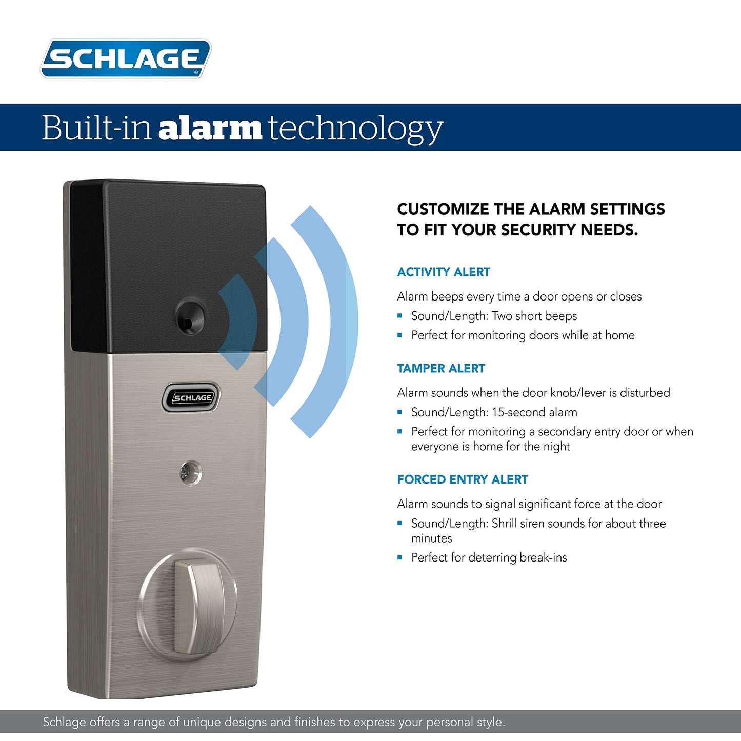 SCHLAGE BE469ZP CAM 605 Connect Smart Deadbolt With Alarm Inbuilt Camelot Trim In Bright Brass