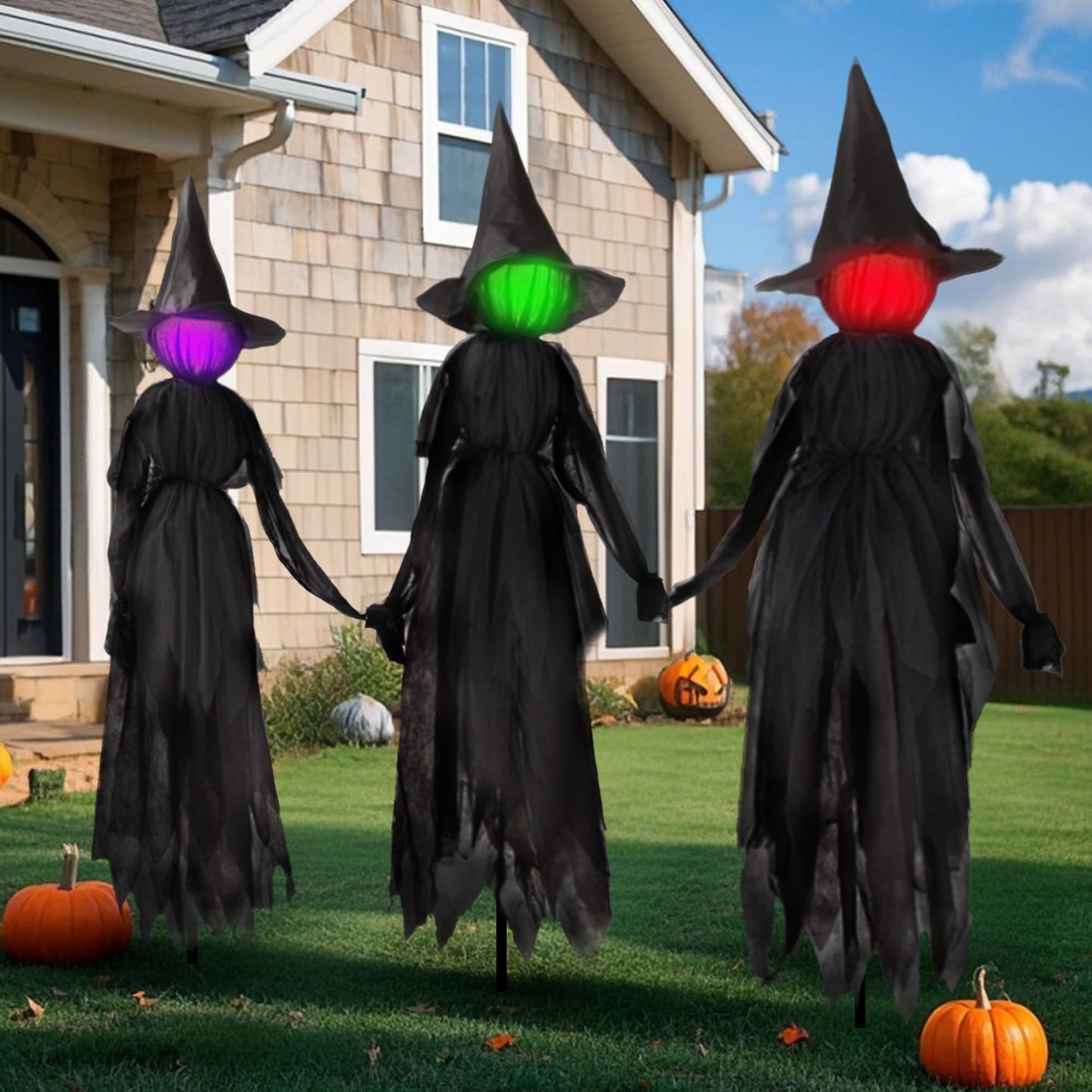 winemana 3 Pack Halloween Witches Outdoor Decorations, 6FT