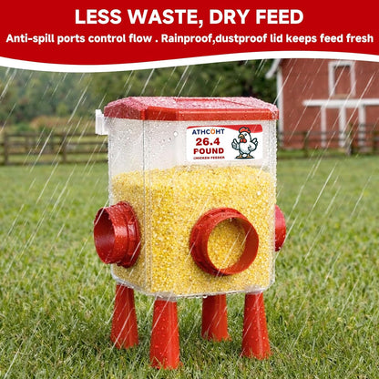 ATHCOHT Set 3.1 Gallon/26.4 4 3 Large Chicken Feeder and Waterer Pounds, Automatic Chicken Waterer with Cups & Feeder
