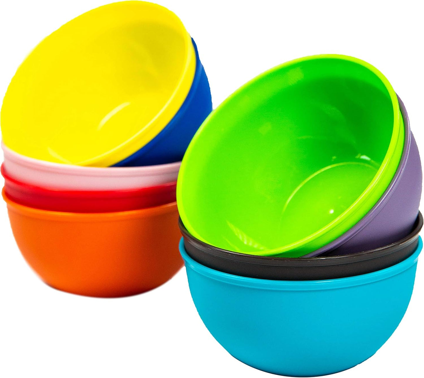 Youngever 9 Pack 10 Ounce Plastic Bowls, Kids Plastic Bowls, Set of 9 Rainbow Colors