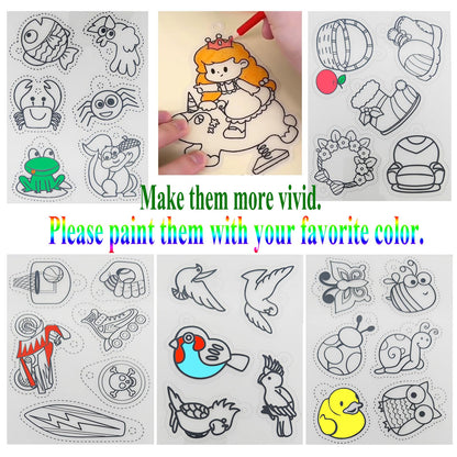 Heat Shrink Plastic Sheets Shrink Film Papers Kit Patterned Sheets Frosted Shrink Paper Sheet 171 PCS DIY Ornaments Keychains Making for Creative Art and Craft (8 x 5.7inch)