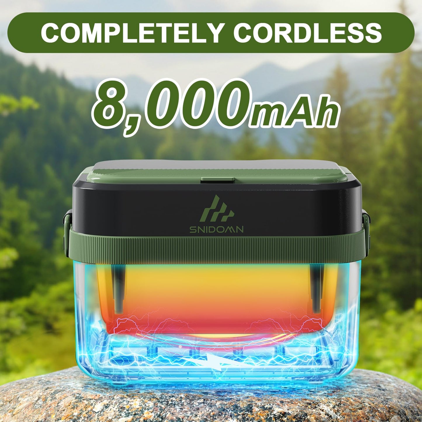 Snidomn Cordless Electric Lunch Box XL 6.3-Cup, 60W Fast Heating Portable Food Warmer with Scheduled Heating, Removable Divider, Large Capacity Heated Lunch Box for Work & Outdoor