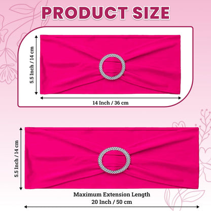 MDS Spandex Chair Sashes - Universal Elastic Stretch Bands with Buckle Slider Bow | Pack of 200 - Magenta