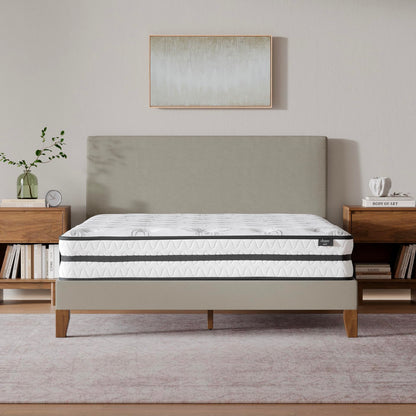 Signature Design by Ashley King Size Chime 10 Inch Medium Firm Hybrid Mattress with Cooling Gel Memory Foam for Pressure Relief, Fiberglass-Free, Mattress In A Box