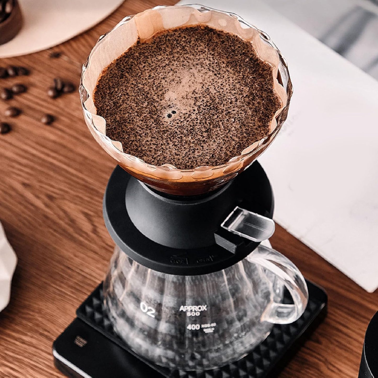 High Temperature Resistance Glass Coffee Dripper with Steel Balls, Easy to Operate for Immersion and Hand Drip
