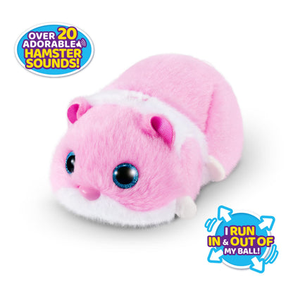 Pets Alive Hamstermania (Pink) by ZURU Hamster, Electronic Pet, 20+ Sounds Interactive, Hamster Ball Toy for Girls and Children