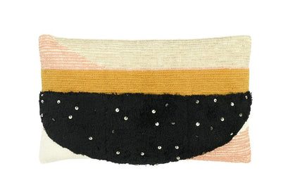 Creative Co-Op Rectangle Multi-Textured Cotton Geometric Shapes Lumbar Pillow, Multicolor