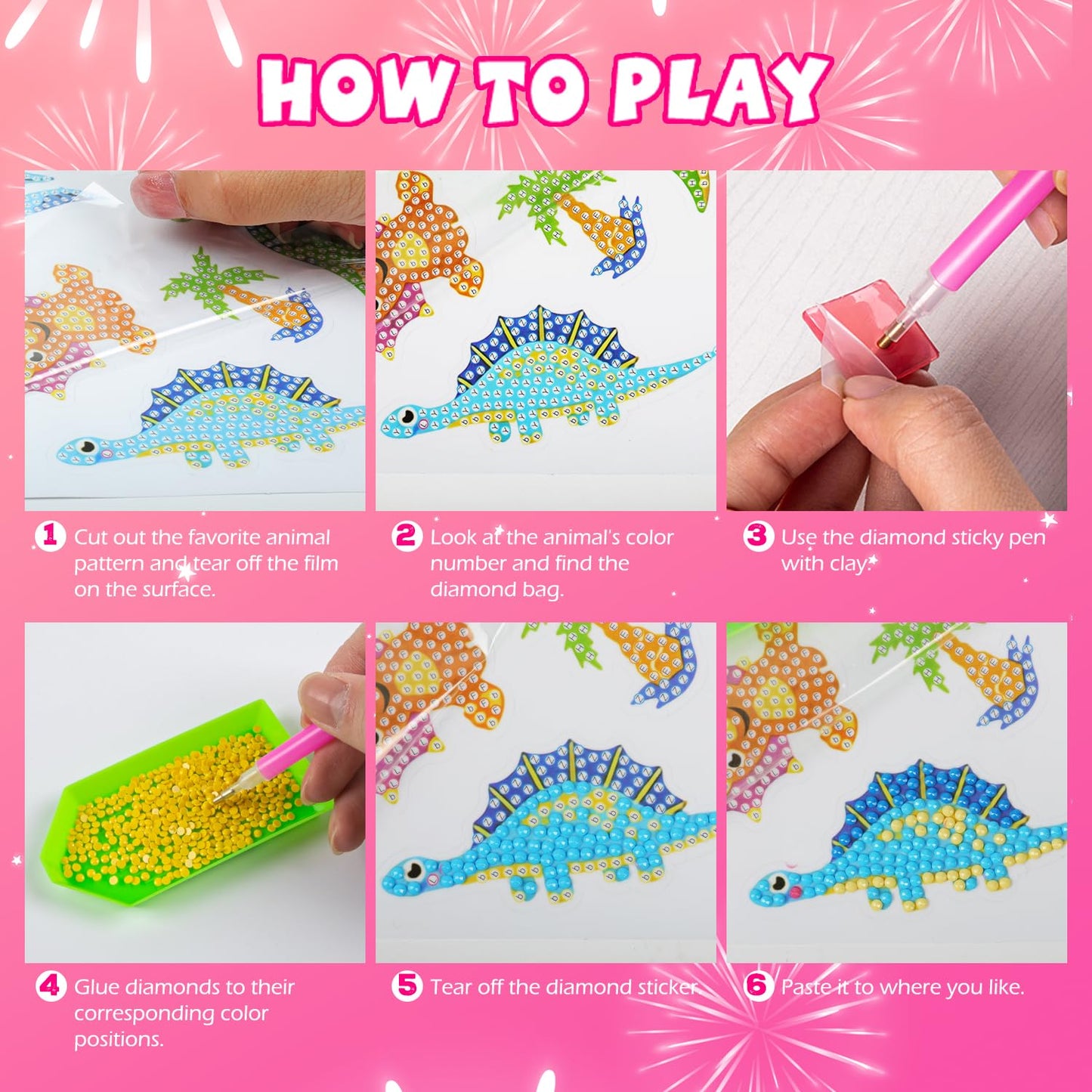Labeol Diamond Art Kits for Kids Boys and Girls Ages 6-8-10-12 Easy to DIY Creative Diamond Art Sticker Craft by Numbers Kits for Kids and Adult Beginners (Colorful Animal)