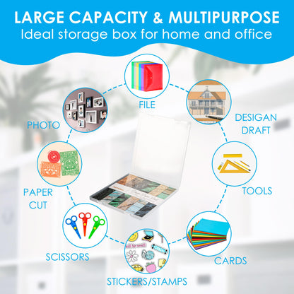 CraftGenes 12x12 Scrapbook Paper Storage, 4 Pack Stackable Paper Containers Storage, Art Supply Storage Organizer, U-Shaped Locking Mechanism, Ideal for Office, Home, and School Document Organizer