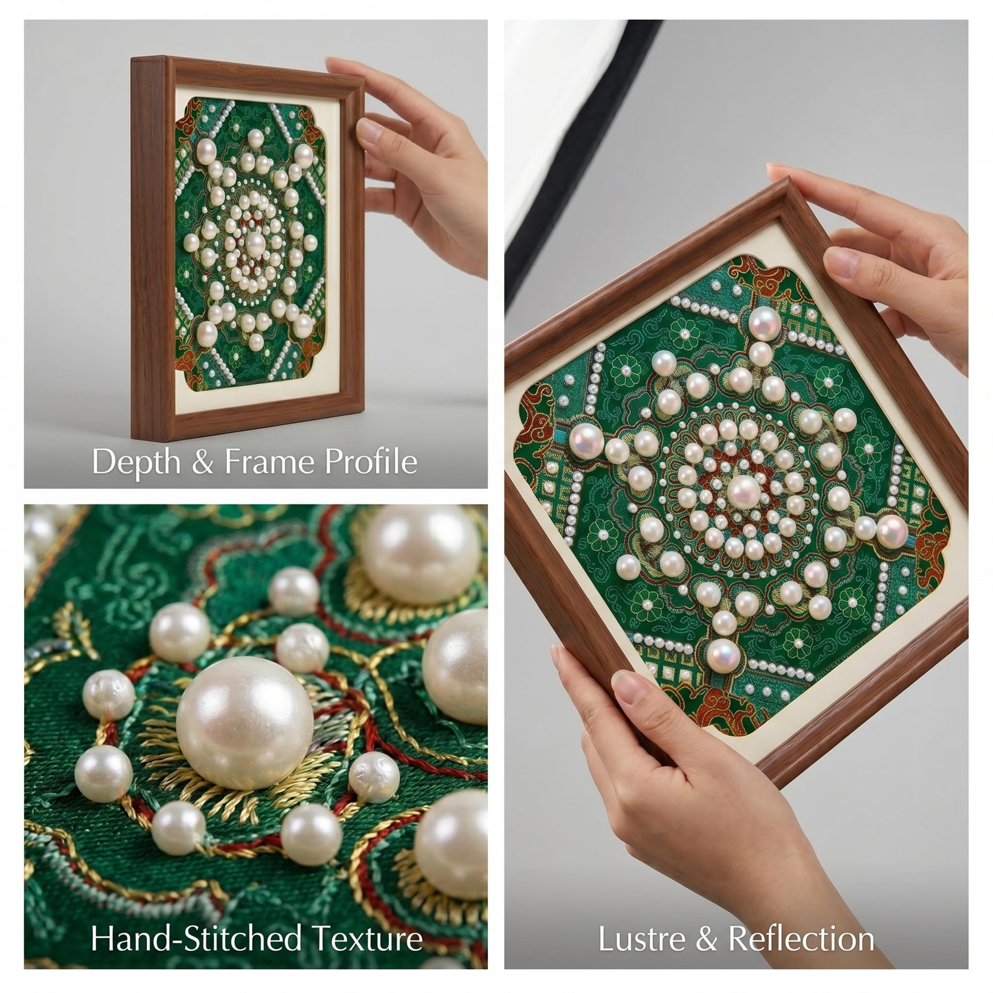 Pearl Embroidery Painting Set, DIY Pearl Art Painting Set, Bead Embroidery Kit for Adults，Craft Lover All Supplies and Picture Frame (Green)