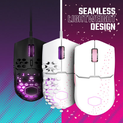 Cooler Master MM712 Wireless Gaming Mouse Black with Adjustable 19,000 DPI, 2.4GHz and Bluetooth , Ultraweave Cable, PTFE Feet, RGB Lighting and MasterPlus+ Software