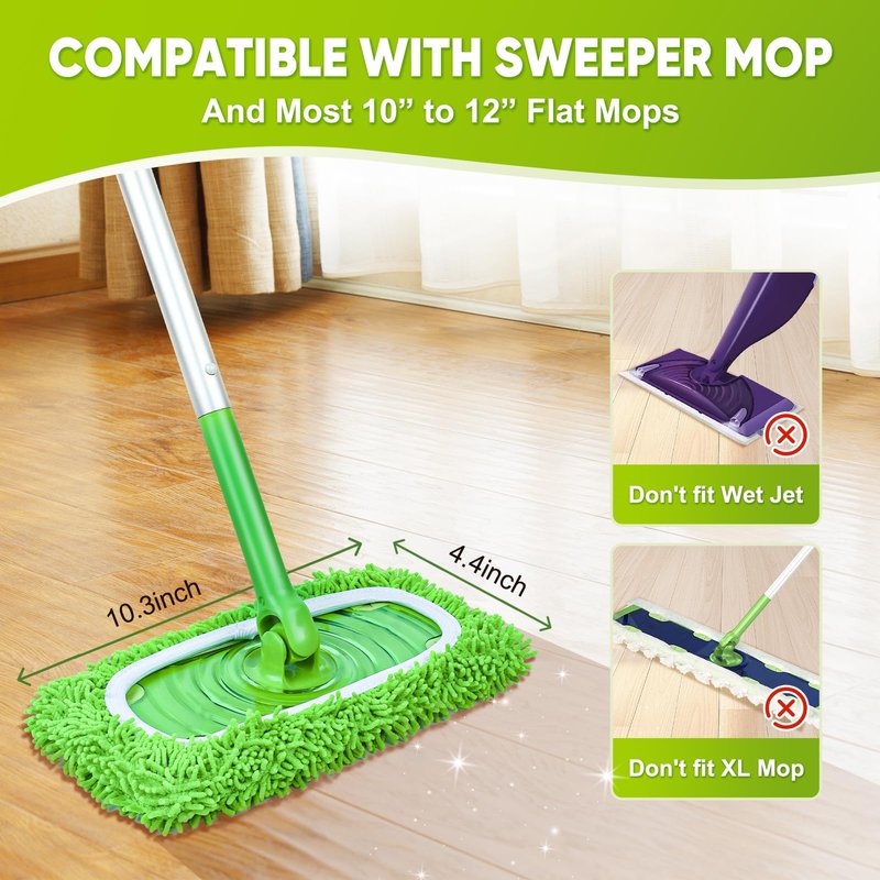 6-Pack Reusable Microfiber Mop Pads Compatible with Swiffer Sweeper, Dry & Wet Sweeping Cloths - Washable Wet Pads Refill for Multi-Surface/Hardwood Floor Cleaning