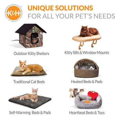 K&H Pet Products EZ Mount Bolster Cat Window Perch for Large Cats, Sturdy Kitty Window Hammock Bed, Steel Frame, Sturdy Suction Cups, Washable Shelf Covers, Foldable - Fits 27"W X 23"H Glass Spaces